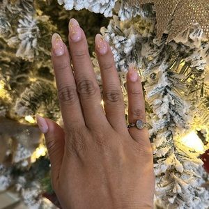 Sterling silver with gold fill ring, moonstone centerpiece.